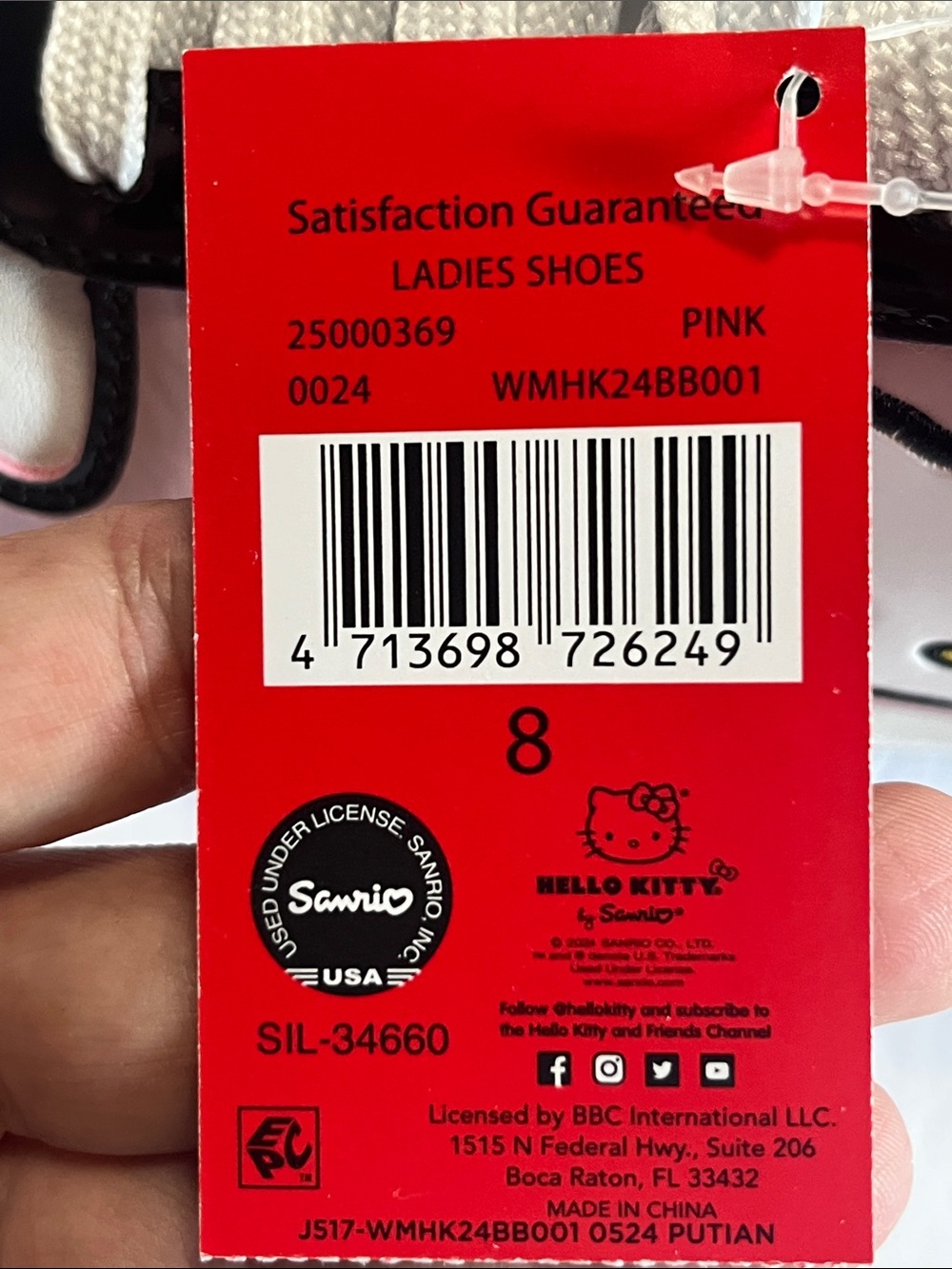 NWT Hello Kitty by Sanrio Casual Court sneakers - Pink, White & Black Low-Tops - Picture 11 of 11